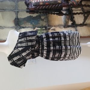 Express Asymmetrical Mini Dress Black & White Larfe Ruffle Elastic Waistband